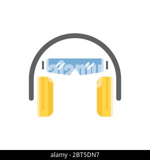 Ear and eye protection vector icon symbol isolated on white background Stock Vector