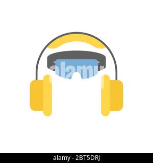 Ear and eye protection vector icon symbol isolated on white background Stock Vector