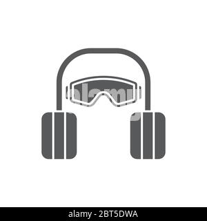 Ear and eye protection vector icon symbol isolated on white background Stock Vector