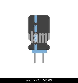 Electronic capacitor vector icon symbol isolated on white background Stock Vector