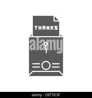 Envelope with thank you letter vector icon symbol isolated on white background Stock Vector