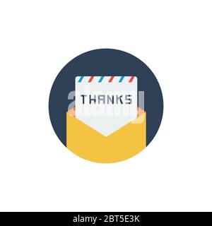 Envelope with thank you letter vector icon symbol isolated on white background Stock Vector