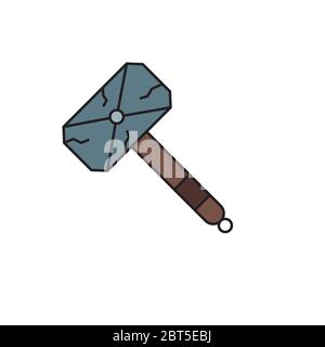 Gaming Hammer vector icon symbol game isolated on white background Stock Vector