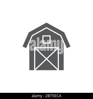 Farm barn vector icon symbol isolated on white background Stock Vector