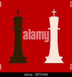 Black and white chess king on a red background Stock Vector