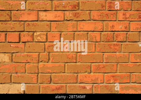 Smooth red brick wall. Grunge modern texture, loft and industrial style. Stock Photo for wallpaper, scrapbooking and background, web and print with empty place for text and design Stock Photo