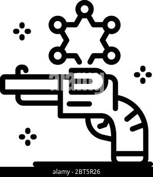 Policeman revolver icon, outline style Stock Vector