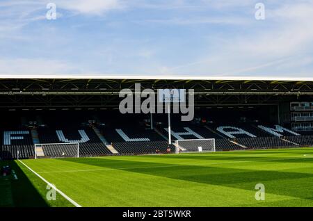LONDON, ENGLAND - AUGUST 24, 2019: General view of the venue ahead of the 2019/20 EFL SkyBet Championship game between Fulham FC and Nottingham Forest FC at Craven Cottage. Stock Photo