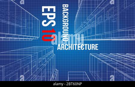 Vector wire-frame model of a multi-storey building Stock Vector