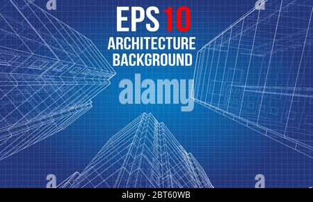 Vector wire-frame model of a multi-storey building Stock Vector
