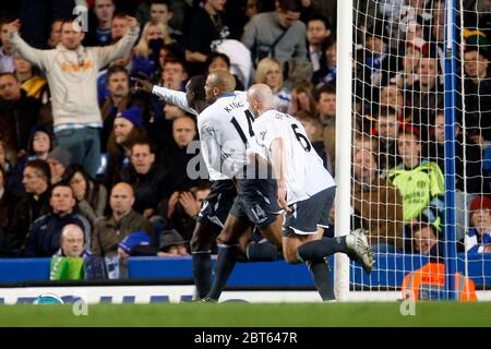 LONDON, UK APRIL 14: Wigan's Emile Heskey celebrates scoring Wigans equaliser in the last minute during Premiership League between Chelsea and Wigan A Stock Photo