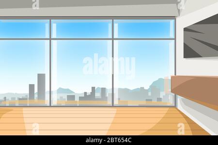 contemporary apartment design interior window Stock Vector