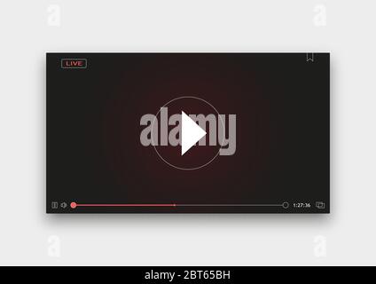 Video Player Window with Menu and Buttons Panel Stock Vector