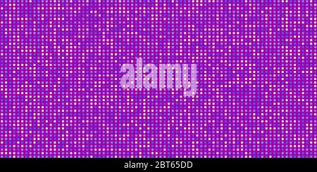 Blue and white pixels on purple background. Small pixels or squares as particles evenly to each other. Bright colours. Background for posters, banners Stock Vector