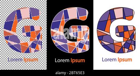Letter G - illustration set 3 in 1. The letter consists of pieces of mosaic. Calm Scandinavian colors. For business cards, logos, applications, sites, Stock Vector