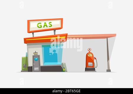 gas station isolated on white Stock Vector