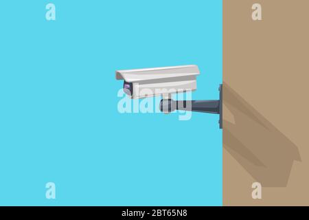 surveillance white camera on wall Stock Vector