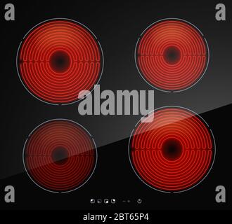 working burner on modern stove Stock Vector