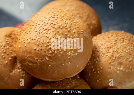 Assorted breads on a basket good breakfast Stock Photo