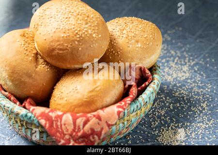 Assorted breads on a basket good breakfast Stock Photo