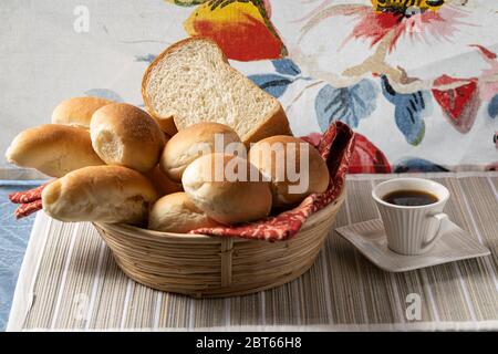 Assorted breads on a basket good breakfast Stock Photo