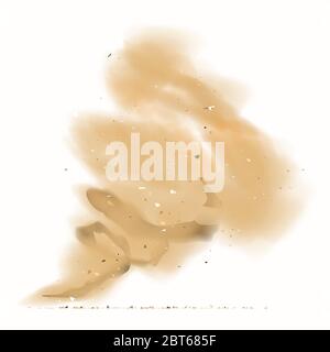 Tornado, twister. Clouds of smoke or dust with dirt microscopic particles 3d realistic vector illustration Stock Vector