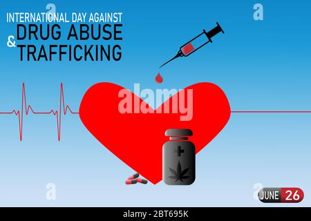 Vector illustration for the International Day of Drug Abuse and Trafficking.  Concept of drug overdose death. Stock Vector