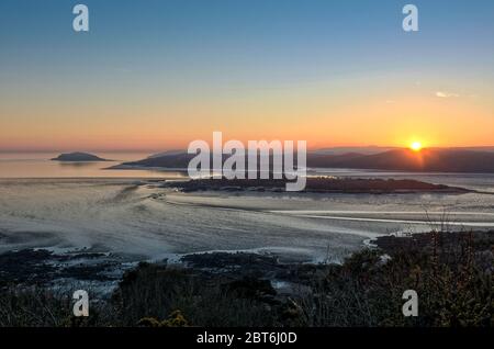 Rough Firth estuary and Colvend Coast at sunset, Solway Firth. Stock Photo
