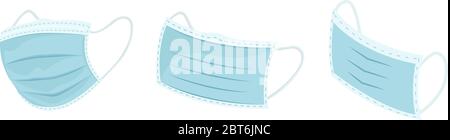 Medical face mask flat icons. Surgical mask vector illustration Stock Vector