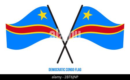 Democratic Congo Flag Waving Vector Illustration on White Background. Democratic Congo National Flag. Stock Vector