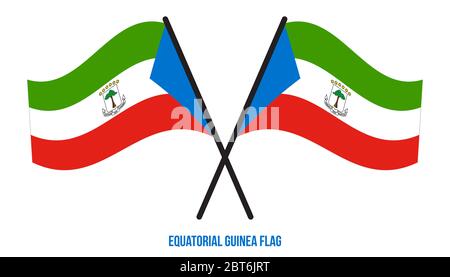 Equatorial Guinea Flag Waving Vector Illustration on White Background. Equatorial Guinea National Flag. Stock Vector