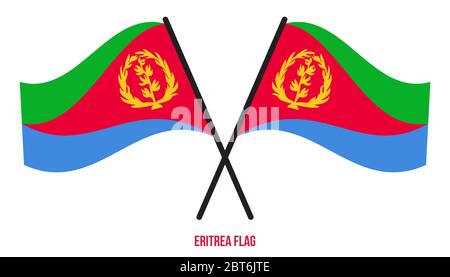Eritrea Flag Waving Vector Illustration on White Background. Eritrea National Flag. Stock Vector