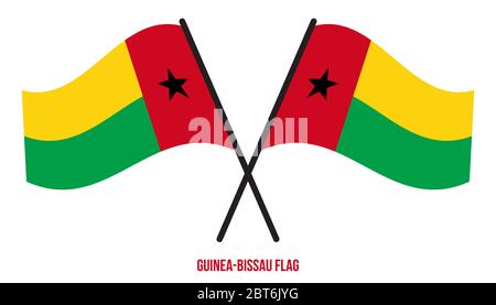 Guinea-Bissau Flag Waving Vector Illustration on White Background. Guinea-Bissau National Flag. Stock Vector