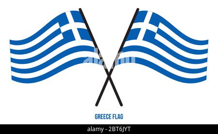 Greece Flag Waving Vector Illustration on White Background. Greece National Flag. Stock Vector