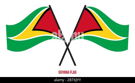 Guyana Flag Waving Vector Illustration on White Background. Guyana National Flag. Stock Vector