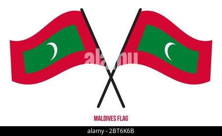 Maldives Flag Waving Vector Illustration on White Background. Maldives National Flag. Stock Vector