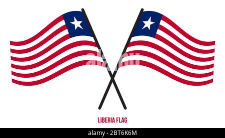 Liberia Flag Waving Vector Illustration on White Background. Liberia National Flag. Stock Vector