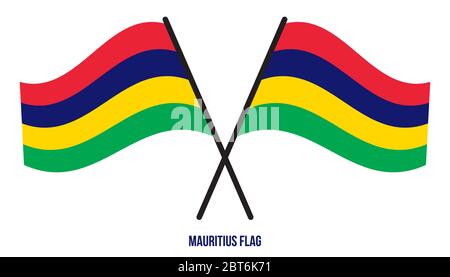 Mauritius Flag Waving Vector Illustration on White Background. Mauritius National Flag. Stock Vector