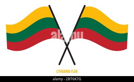 Lithuania Flag Waving Vector Illustration on White Background. Lithuania National Flag. Stock Vector