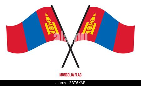 Mongolia Flag Waving Vector Illustration on White Background. Mongolia National Flag. Stock Vector