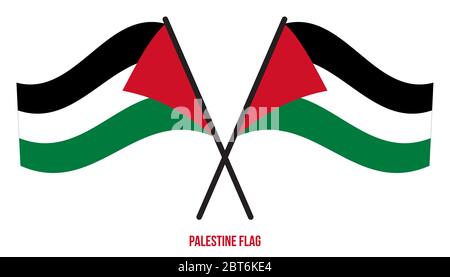 Palestine Flag Waving Vector Illustration on White Background. Palestine National Flag. Stock Vector