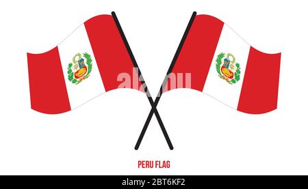 Peru Flag Waving Vector Illustration on White Background. Peru National Flag. Stock Vector