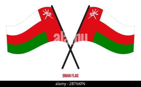 Oman Flag Waving Vector Illustration on White Background. Oman National Flag. Stock Vector