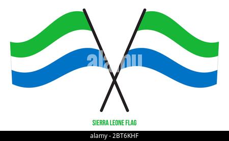 Sierra Leone Flag Waving Vector Illustration on White Background. Sierra Leone National Flag. Stock Vector