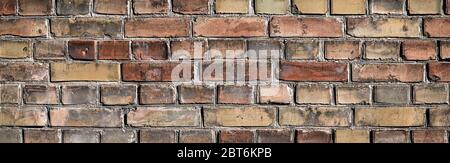 Background of old vintage brick wall. Panoramic image Stock Photo