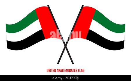 United Arab Emirates Flag Waving Vector Illustration on White Background. United Arab Emirates National Flag. Stock Vector