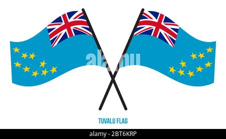 Tuvalu Flag Waving Vector Illustration on White Background. Tuvalu National Flag. Stock Vector