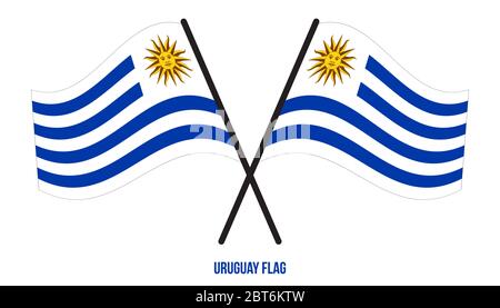 Uruguay Flag Waving Vector Illustration on White Background. Uruguay National Flag. Stock Vector