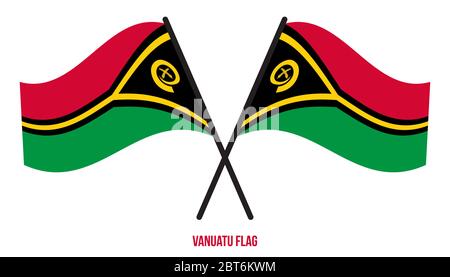 Vanuatu Flag Waving Vector Illustration on White Background. Vanuatu National Flag. Stock Vector