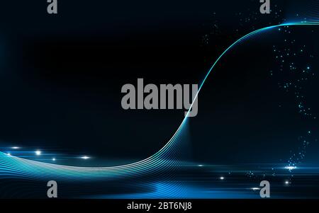 Abstract background of the sea and the night sky with glittering stars, Dark blue gradient abstract. Stock Vector